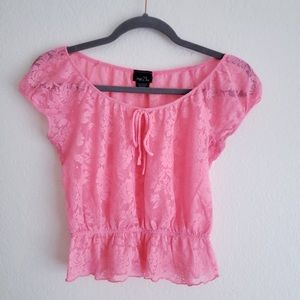 Hot Pink Lace Crop Top